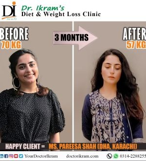 A visual testimonial showcasing a patient transformation and positive Dr Ikram weight loss reviews.