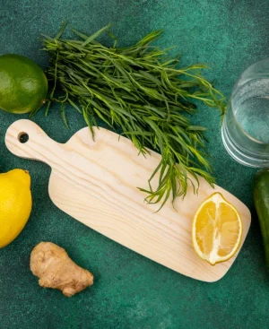 Fresh ginger, cucumber, and citrus for gut health, recommended by the best dietitian in Karachi for IBS.